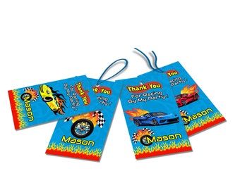 Personalized Race Car Favor Tag | Racing Car Thank You Tag | Slot Racing Car Gift Tag | Kids Birthday Party Favors | Digital Template RC01