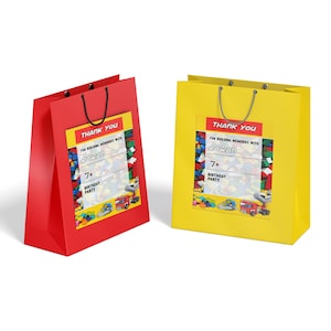 Etichetta per sacchetto regalo in mattoni stampabile / Etichetta per sacchetto regalo in mattoni / Etichetta per sacchetto bomboniera in mattoni / Decorazioni di compleanno in mattoni digitali / Modello Corjl BL01