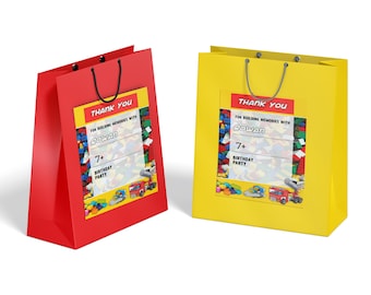 Printable Backstein Geschenktüte Aufkleber | Backstein Goody Bag Label | Backstein Geschenk Taschenaufkleber | Digitale Backstein-Geburtstagsdekorationen | Corjl Schablone BL01