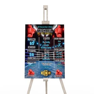 Printable Boxing Milestone Birthday Sign | Boxing Birthday Sign | Fight Night Birthday Decorations | Corjl Template BO01