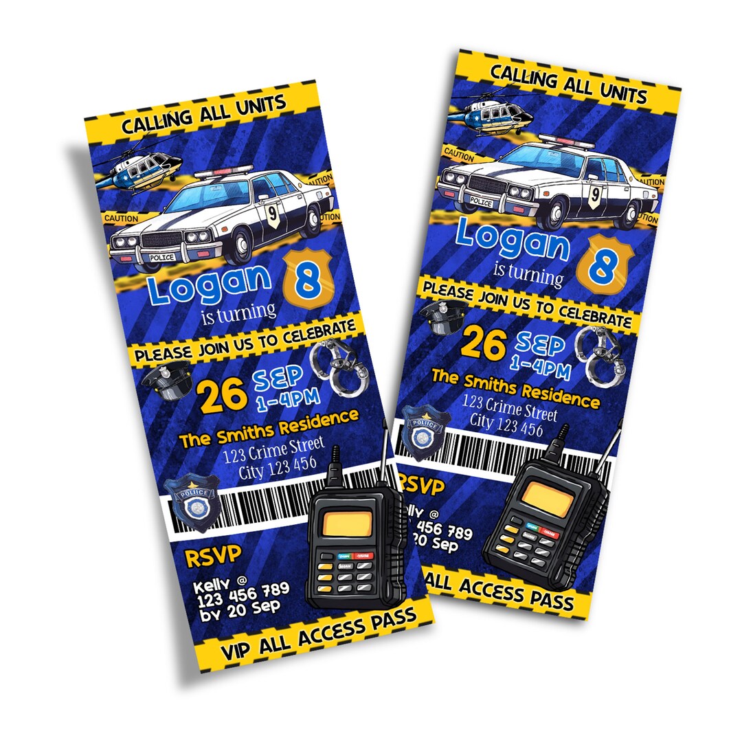 Printable Police Ticket Invitation Police Birthday Invitation Cop ...
