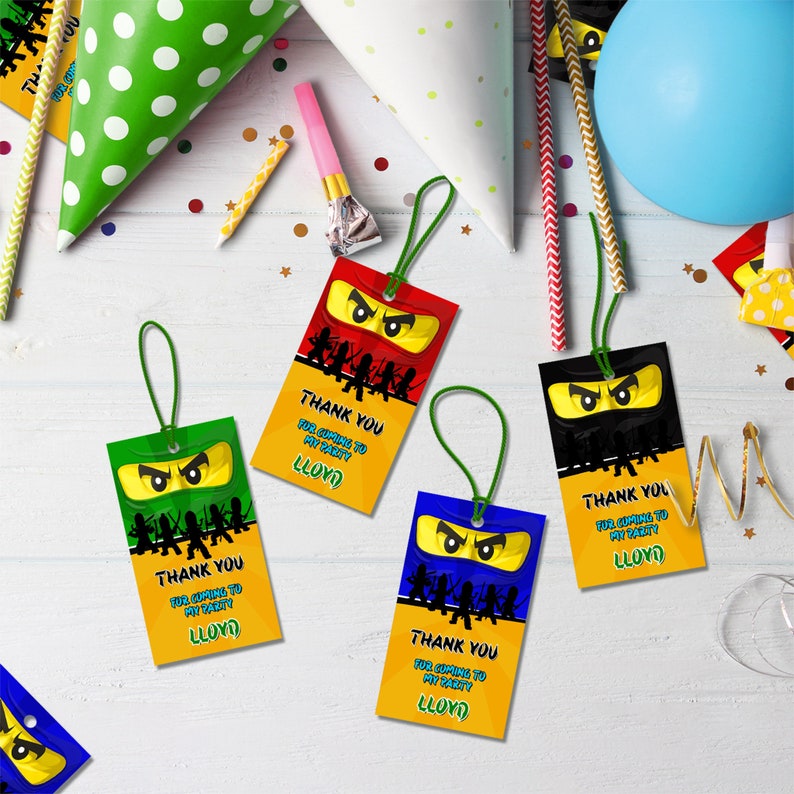 Personalized Ninja Birthday Party Favor Tags (digital Corjl Template ...