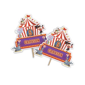 Décoration de gâteau cirque imprimable | Décoration pour gâteau de carnaval | Décorations de gâteau de cirque | Décoration de gâteau chapiteau de cirque | Modèle imprimable Corjl CC01