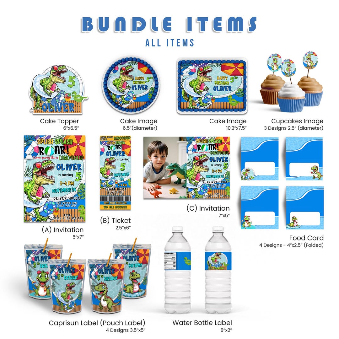Editable Dinosaur Birthday Party Pack, Trex Theme (digital Corjl ...