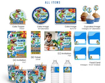 Dinosaur Birthday Party Bundle Digital Download Printable Corjl Template Roaring Decor DS01