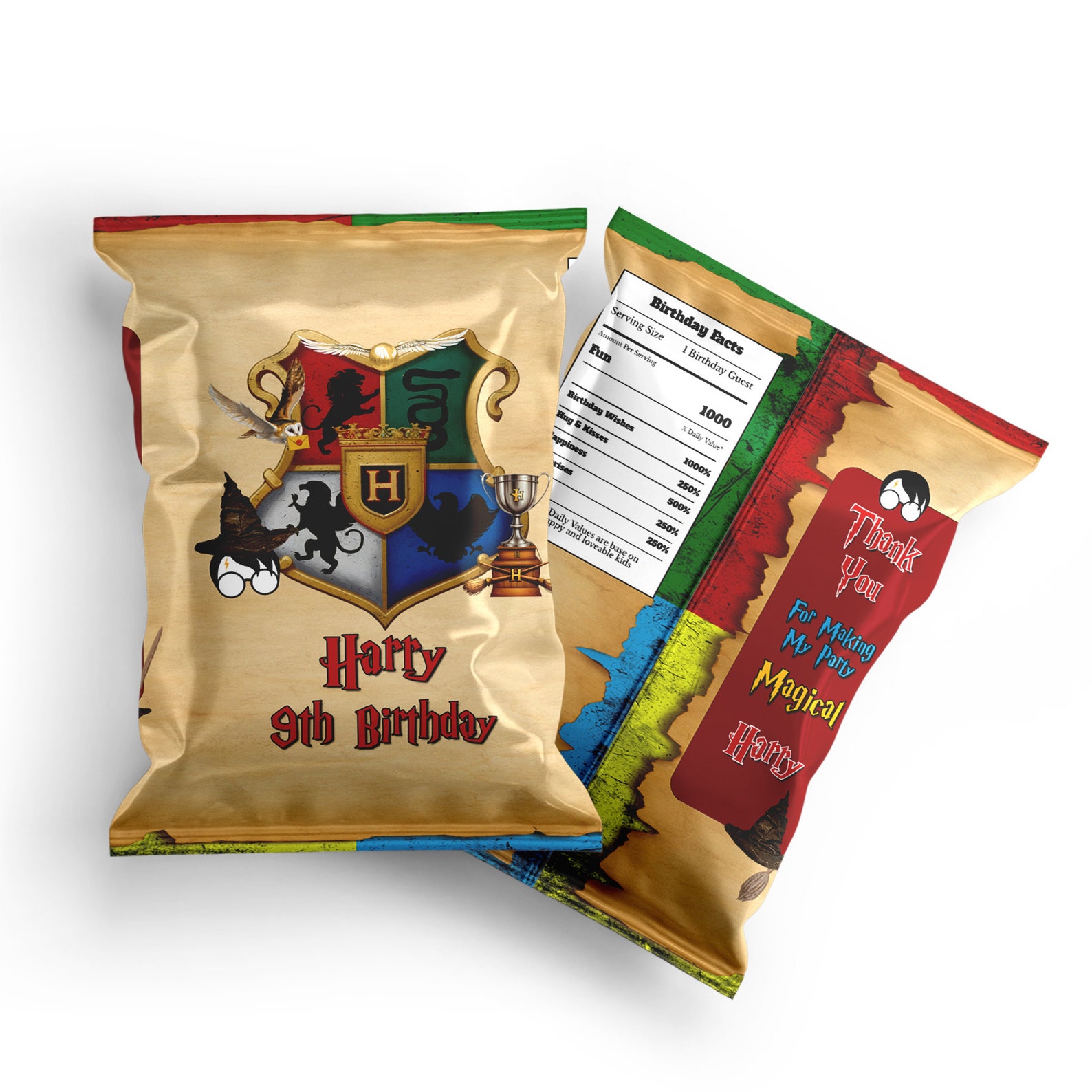 Wizzard Rolock Chip Wizard Birthday Chip Bag Label | Magic School Party (editable Printable ...