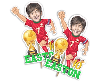 Personalized Soccer Star Cake Topper | Custom Photo Birthday Party (Printable) CR7