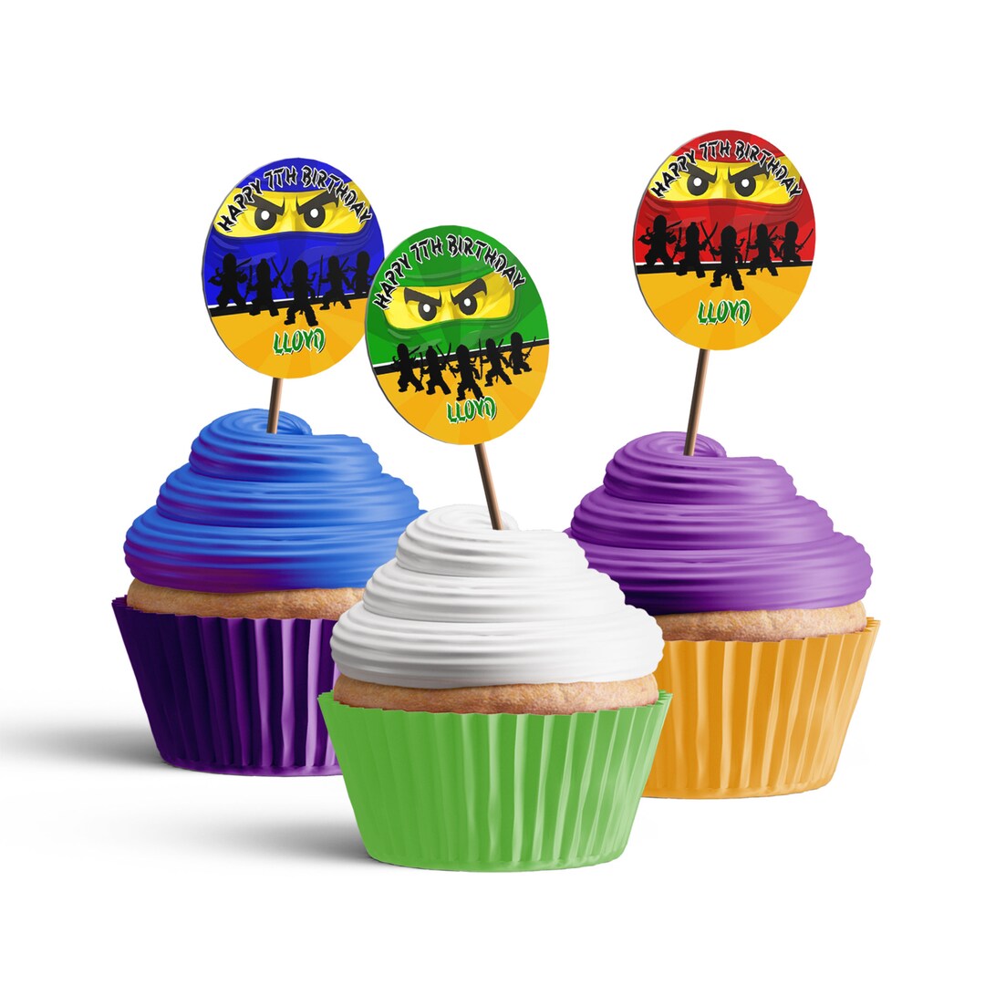 Printable Ninja Cupcakes Topper | Ninja Brick Cakes Topper | Ninja ...