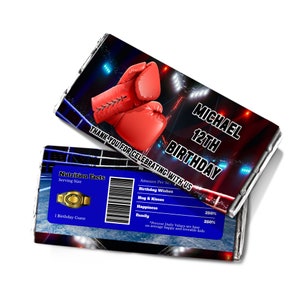 Printable Boxing Chocolate Label | Boxing Chocolate Wrapper Template | Fight Night Party Decorations | Editable Corjl Template BO01