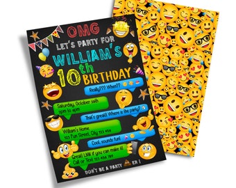 Emoji Birthday Invitation | Emoji Invitation | Invitation Emoji | Emoji Tie Dye Invitation | Printable Corjl Template EM01