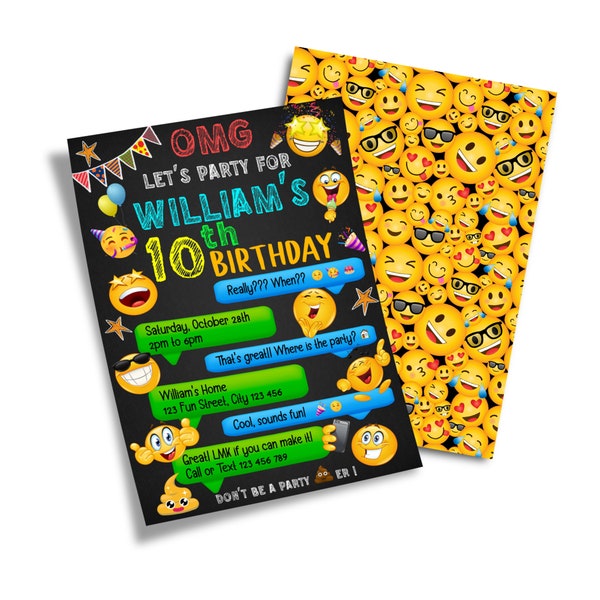 Emoji Birthday Invitation | Emoji Invitation | Invitation Emoji | Emoji Tie Dye Invitation | Printable Corjl Template EM01