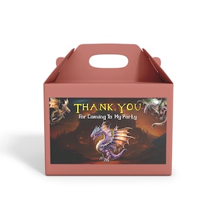 Printable Dragon Gable Box Label | Dungeon Dragon Goody Bag Label | Dragon Birthday Decorations | Editable Template Corjl DR01