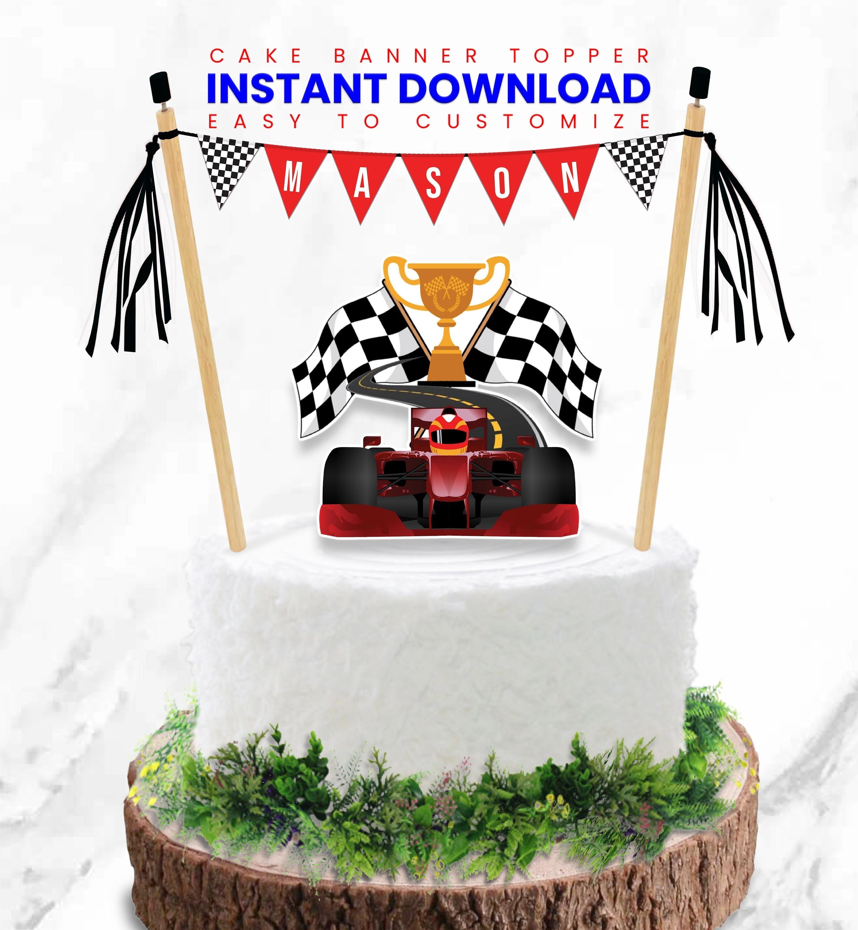 Race Car Cake Topper Formula 1 Cake Topper F1 Theme - Etsy