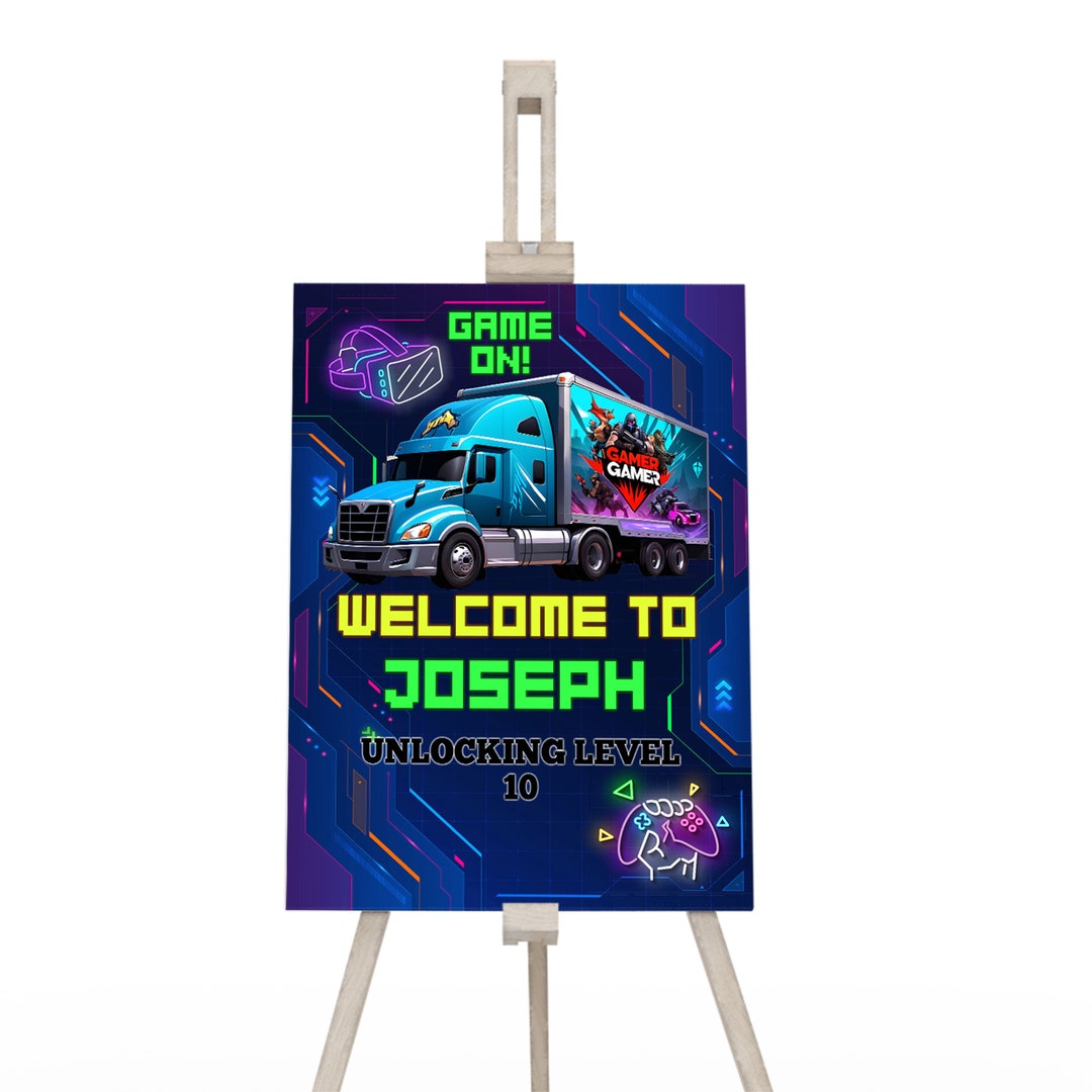Printable Game Truck Birthday Welcome Sign VR Games Truck Birthday ...