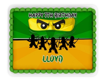 Adorno para pastel Ninja editable / Imagen de glaseado comestible (Plantilla Corjl) NL01