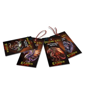 Printable Dragon Favor Tag | Dungeon Dragon Thank You Tag | Dragon Party Favors | Editable Printable Gamer Corjl Template DR01