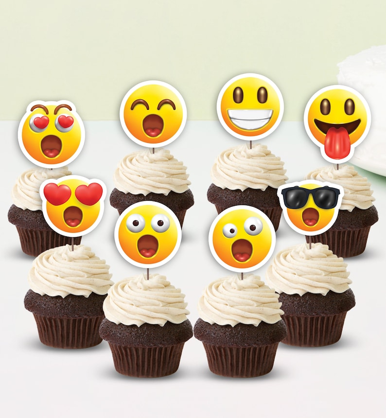 Printable Emoji Cupcake Toppers Emoticon Cupcake Topper Etsy