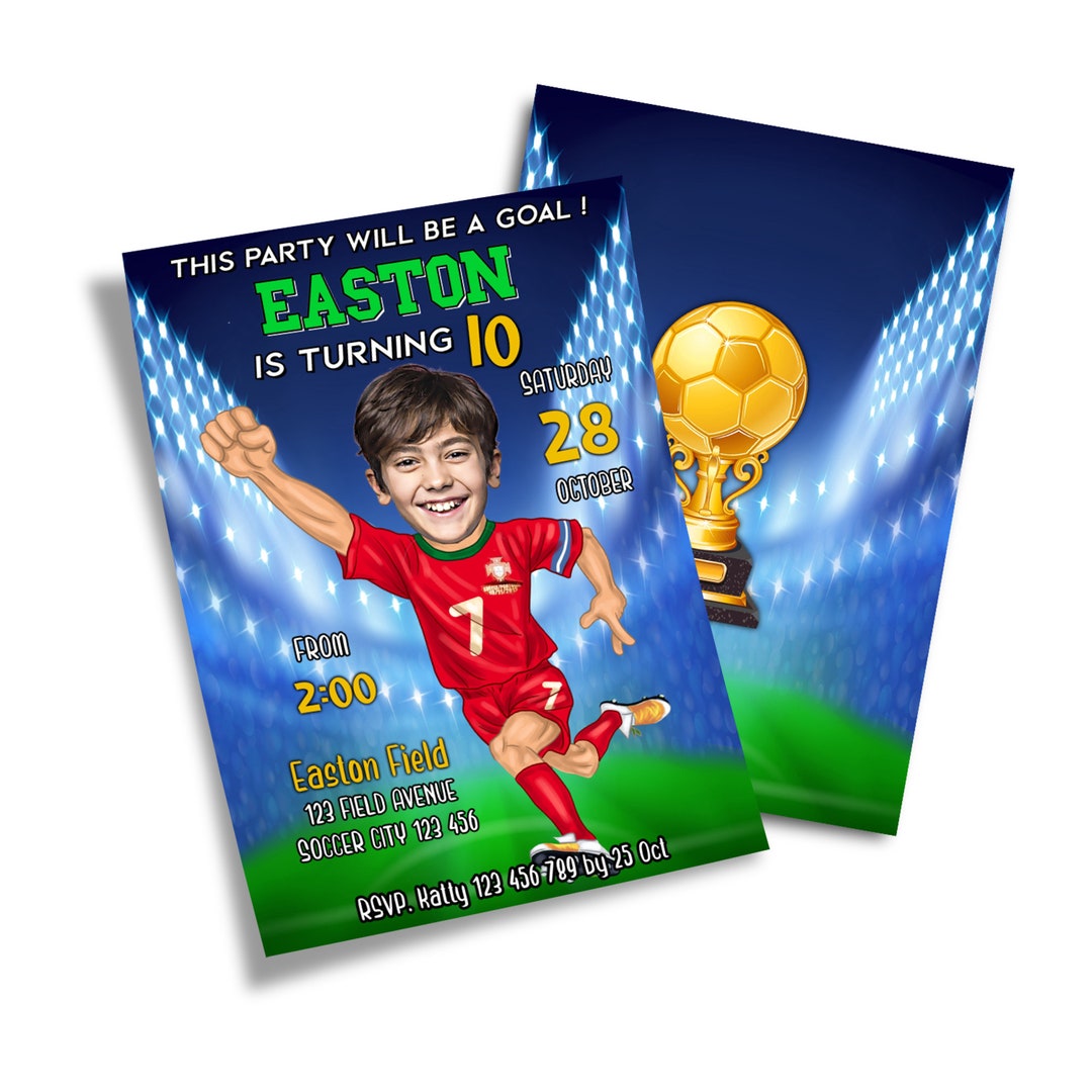 Custom Printable Soccer GOAT Birthday Photo Invitation | Personalizes ...