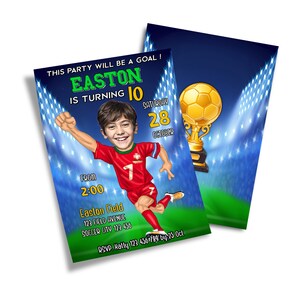 Custom Printable Soccer GOAT Birthday Photo Invitation | Personalizes Soccer Star Photo Party Invitations | Printable Template CR07