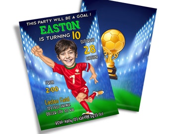 Custom Soccer Birthday Invitation | Photo Caricature Party (Printable Template) CR7