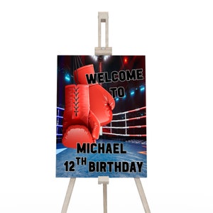 Printable Boxing Themed Welcome Sign | Boxing Ring Birthday Poster | Fight Night party Decorations | Editable Corjl Template BO01