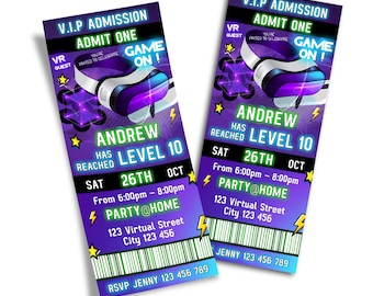Virtual Reality Invitation Ticket Digital Download Printable Cyber Access Pass VR01