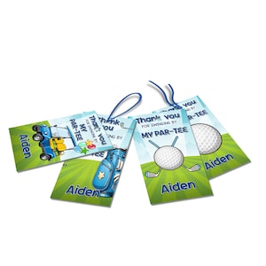 Gepersonaliseerde golfgunsttag, minigolf bedanktag, hole-in-one-feestgunsten, partee bewerkbare afdrukbare Corjl-sjabloon GF01