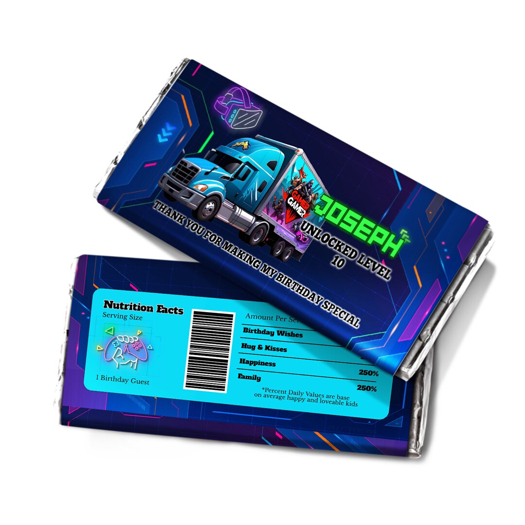 Printable Game Truck Chocolate Label | VR Games Truck Chocolate Wrapper ...