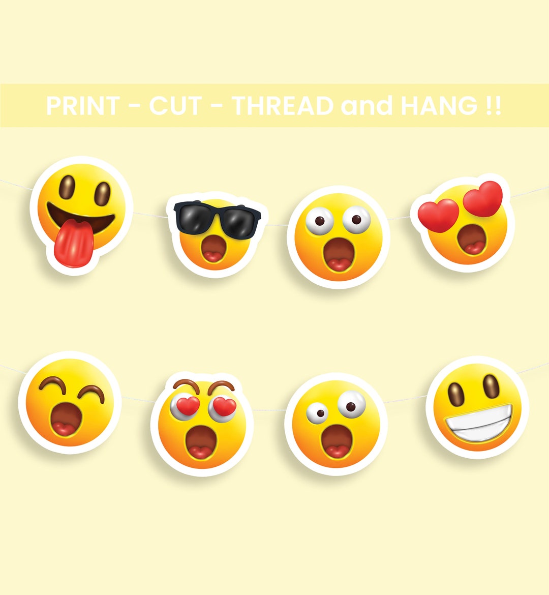 Printable Emoji Birthday Bunting Emoji Birthday Banner Emoji Birthday ...