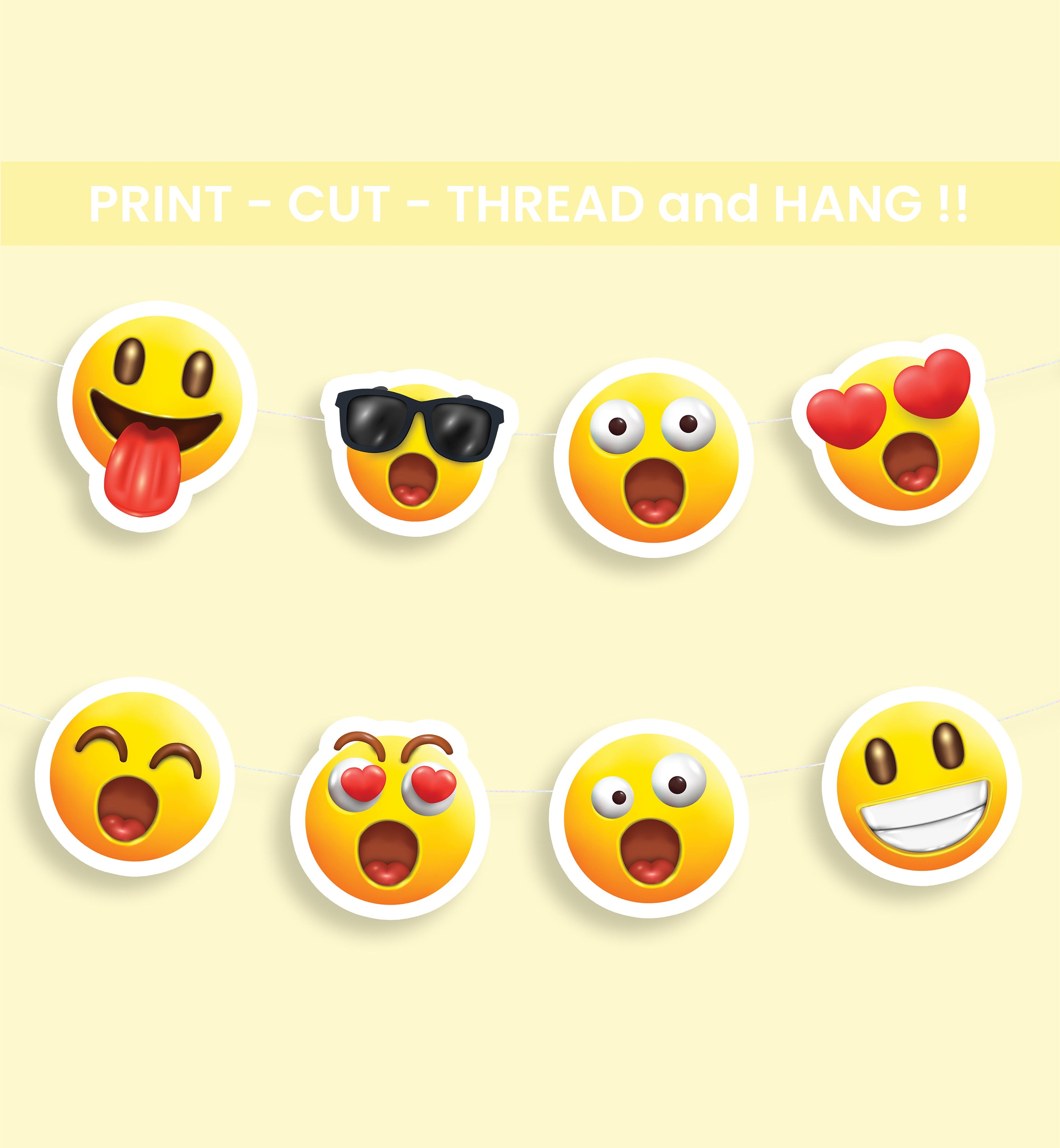 Printable Emoji Birthday Bunting Emoji Birthday Banner - Etsy