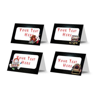 Personalized Casino Themed Food Tent, Pokies Food Label, Vegas Themed Food Cards, Place Cards Label, Instant Download CS01
