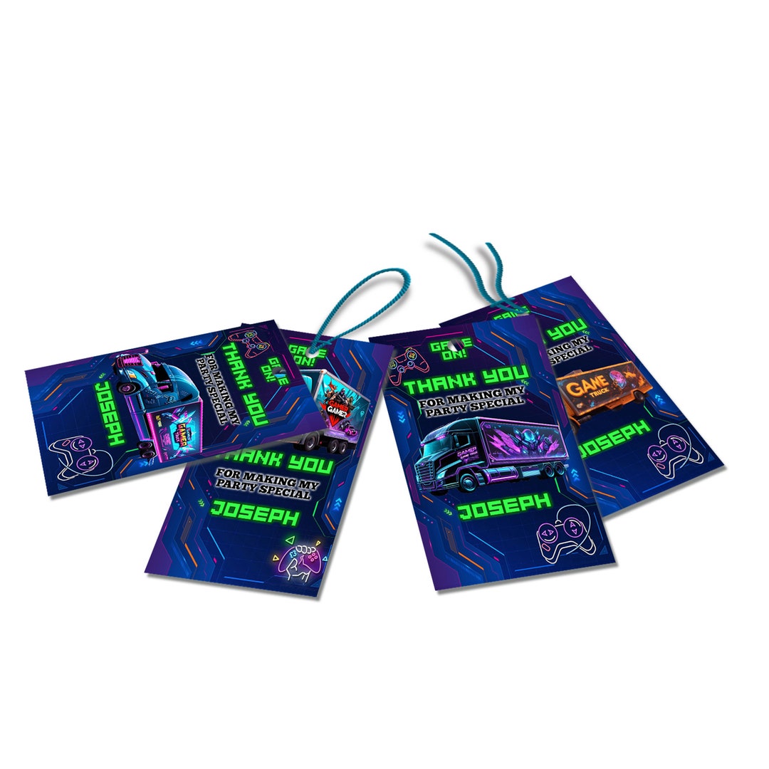 Printable Game Truck Favor Tag VR Games Truck Favor Bags Gaming Truck ...
