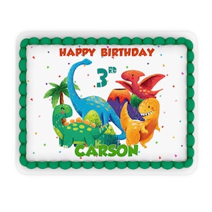 Personalized Dinosaur Edible Icing Image, Toddler Dinosaur Cake Image Topper, Trex Edible Sheet, Cake Decorations, Digital Template DS05