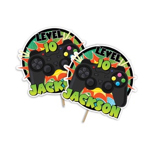Printable Game On Cake Topper | Controller Game Cake Topper | Level Up Cake Topper | Printable Editable Corjl Template G01