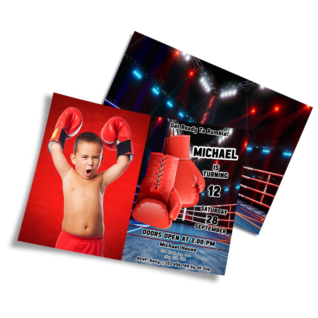 Boxing Training Invitations Boxing Birthday Invitation With Photo | Editable Fight Night (corjl ...