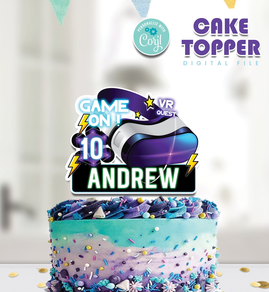 Printable Virtual Reality Cake Topper VR Cake Topper Game Etsy