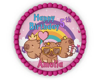 Capybara Round Cake Image Digital Download Printable Edible Icing Art CB01