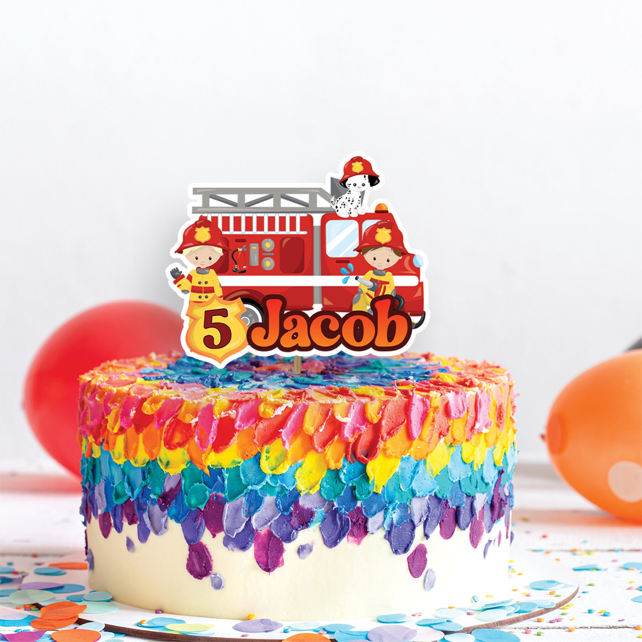 Fire Fighter Topper Printable Fireman Cake Topper | Firefighter Cake Toppers | Printable ...