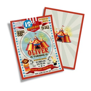 Printable Circus Tent Invitation | Carnival Theme Birthday Invitation | Circus Party Decorations | Printable Editable Corjl Template CC01