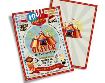 Printable Circus Tent Invitation | Carnival Theme Birthday Invitation | Circus Party Decorations | Printable Editable Corjl Template CC01