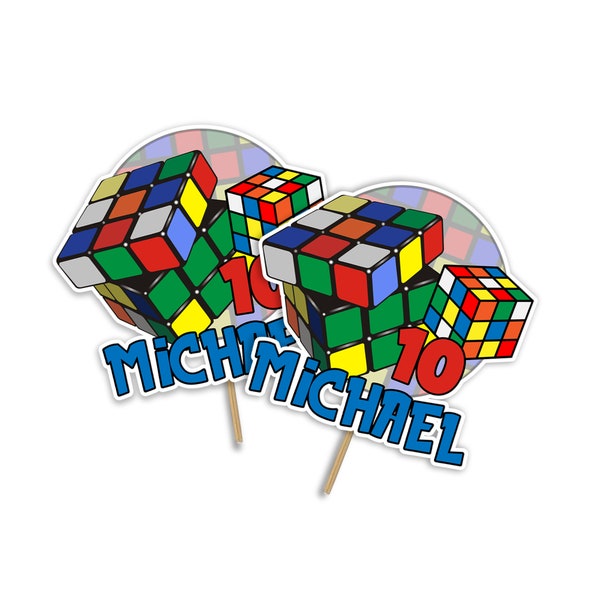 Printable Rubiks Cake Topper | Rubik's Cube Centerpieces | Rubiks Birthday Decorations | Printable Editable Corjl Template RK01