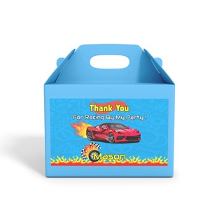 Editable Race Car Gable Box Label | Racing Car Goodie Bag Label | Slot Racing Car Gift Box | Kids Birthday Decorations | Corjl Template RC01