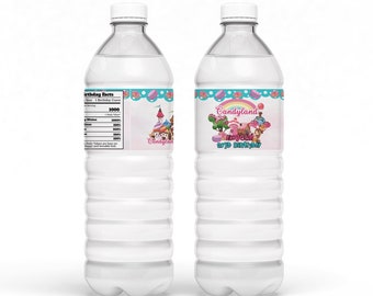 Printable Candyland Bottle Label | Sweet Party Birthday Water Bottle Label | Candy Land Birthday Decorations | Printable Template Corjl CL01