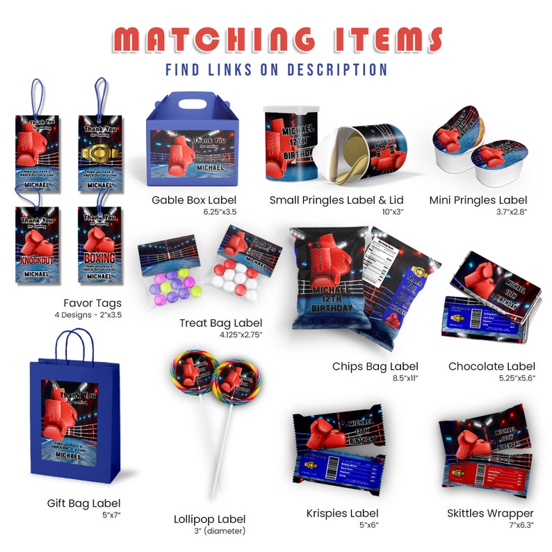 Printable Boxing Gable Box Label | Editable Boxing Theme Party | Fight ...