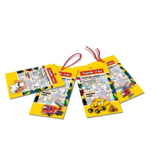 Bausteine Favor Tag | Ziegel Favor Taschen | Bunte Bausteine Danke Tags | Druckbare Corjl Template BL01