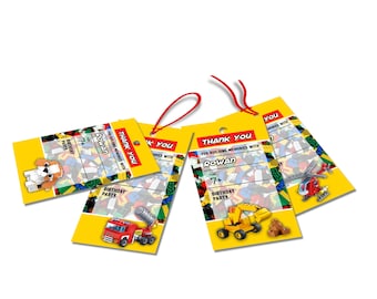 Bausteine Favor Tag | Ziegel Favor Taschen | Bunte Bausteine Danke Tags | Druckbare Corjl Template BL01