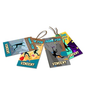 Druckbare Rock Klettern Favor Tag | Rock Wand Dankeschön Anhänger | Klettern Gastgeschenke | Bearbeitbare druckbare Corjl-Vorlage RK01