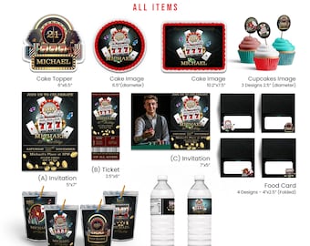Casino Themed Party Bundle Digital Download Printable Poker Night Decor Set CS01