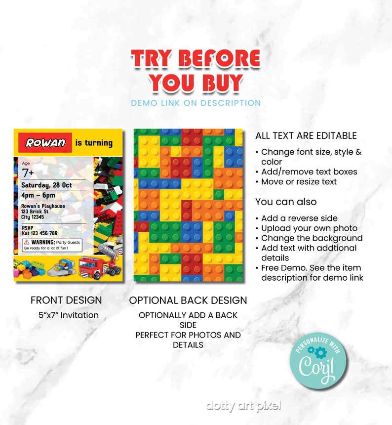 Printable Bricks Invitation Building Blocks Party Etsy Printable Bricks Invitation Building Blocks Party Etsy