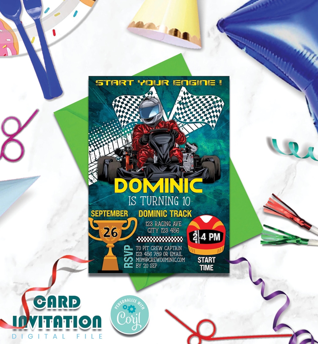 Printable Go Kart Invitations Let's Go Kart Birthday - Etsy